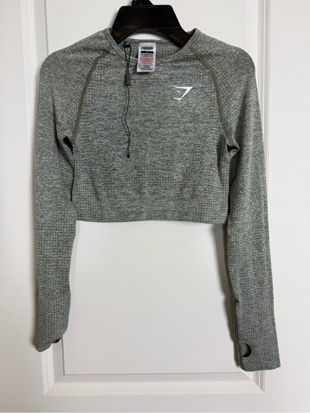 Gymshark Olive Grey Seamless Cropped Long Sleeve Top